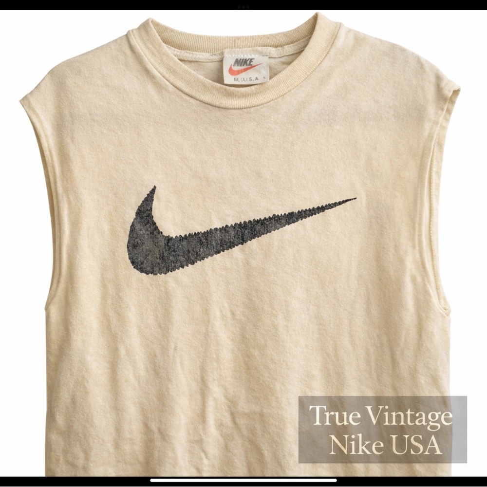 Vintage 80’s Nike Made in USA Sleeveless Swoosh T-Shirt | True Vintage Streetwea